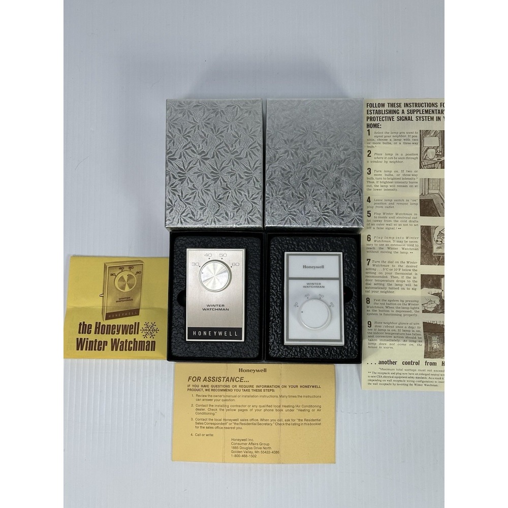 2 Vintage Honeywell Winter Watchman Temperature  System S483B1002 NOS